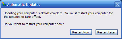 Automatic Updates – Disabling the Restart Now – Restart Later message