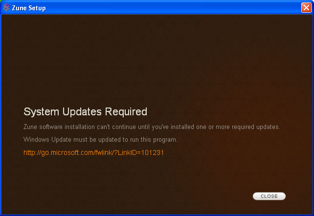 Zune System Updates Required